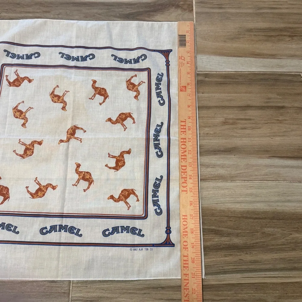 Vintage 1982 Camel Cigarettes Bandana White Blue Orange RJR Tobacco Promo 22x22
